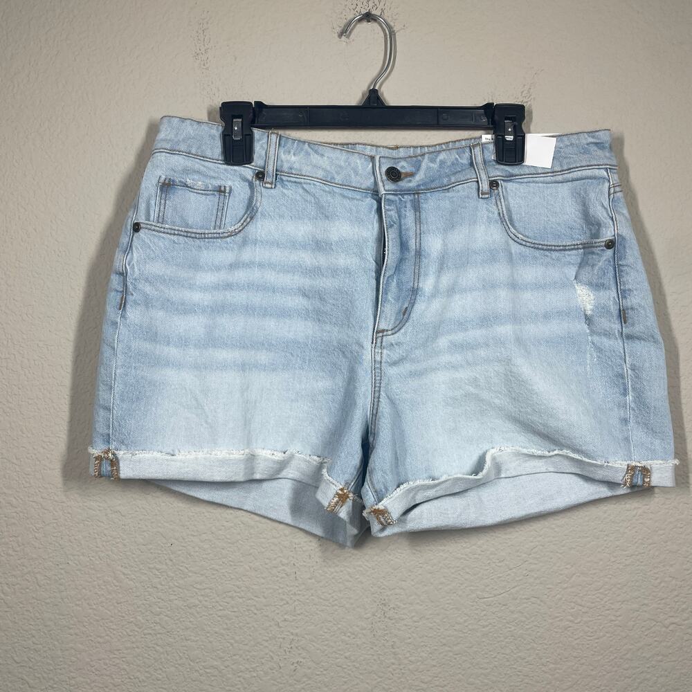 Loft 12/31 Roll Short Denim Jeans Blue Washed Cut Off Curvy Mid Rise Cuffed Hem